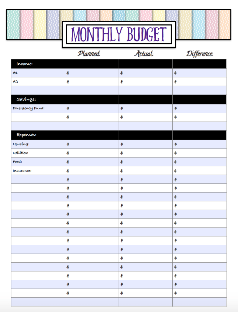 Free Budgeting Printables Expense Tracker Budget Goal Setting 