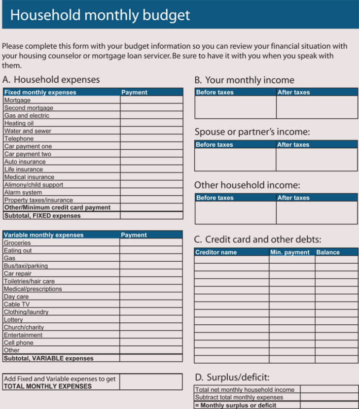 12 Household Budget Worksheet Templates Excel Easy Budgets Budget Sheets Free Printable 1176