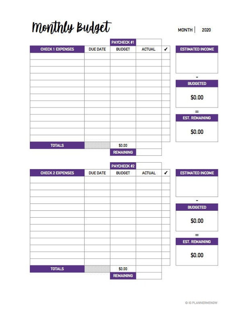 Bi Weekly Budget Template 2021 Etsy Budget Sheets FREE Printable