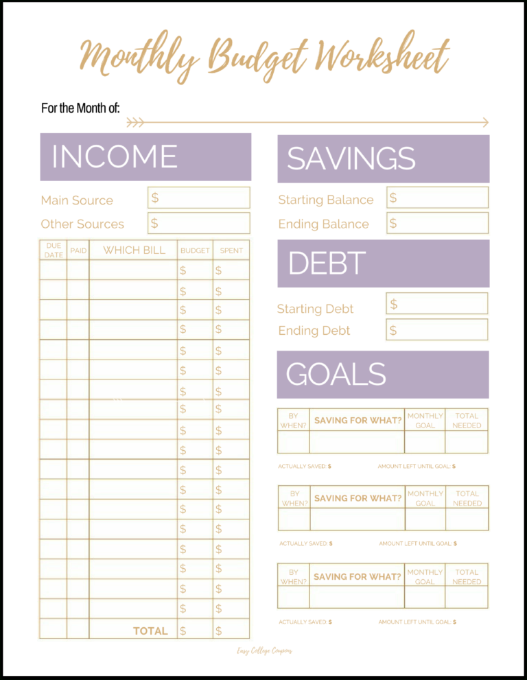 Blank Monthly Budget Worksheet Frugal Fanatic Free Printable Budget ...