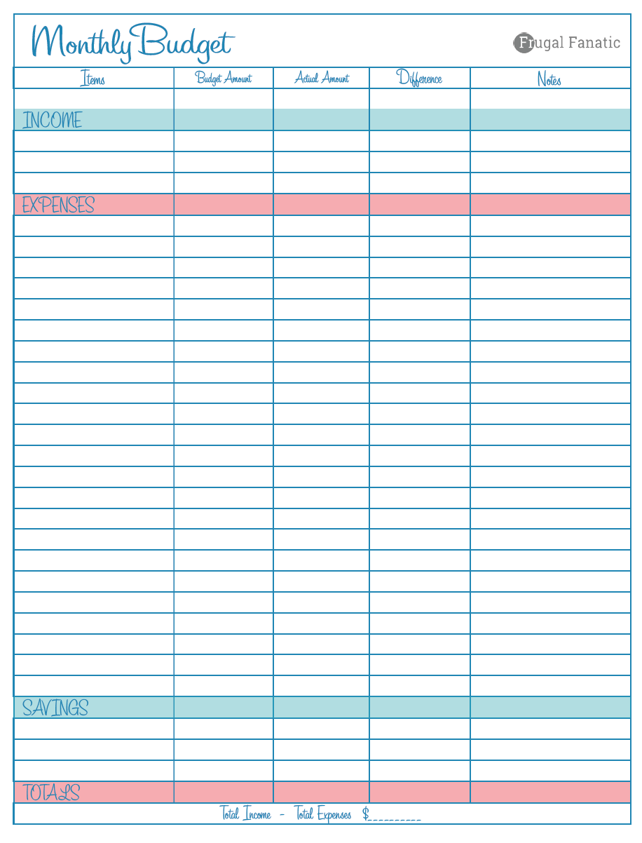 Blank Monthly Budget Worksheet Monthly Budget Worksheet Monthly 