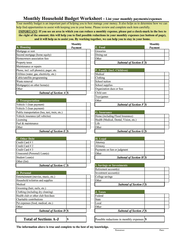 Budget Worksheet PDF Form Fill Out And Sign Printable PDF Template 