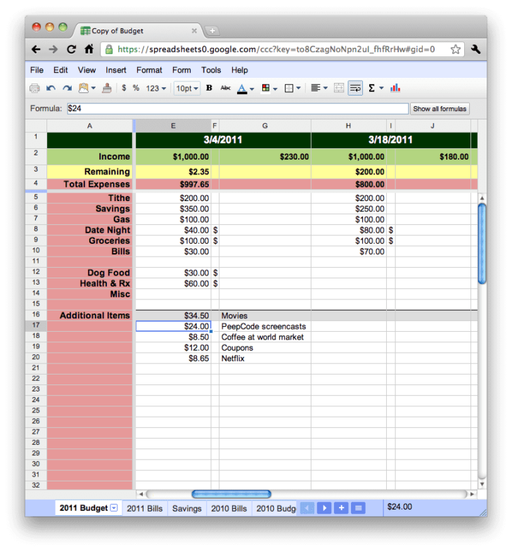 Free Budget Spreadsheet Google Docs