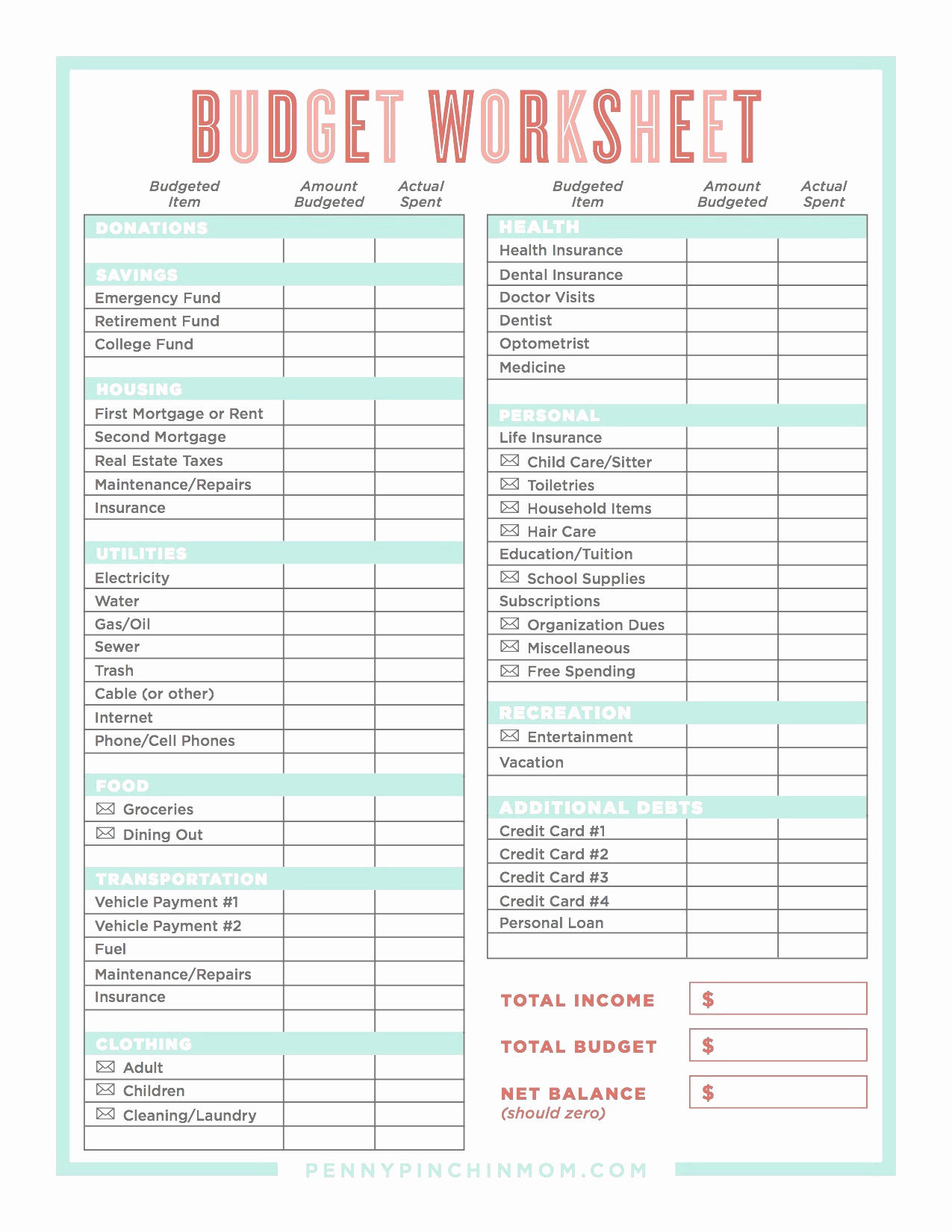 Budget Worksheet Dave Ramsey Budget Sheets FREE Printable