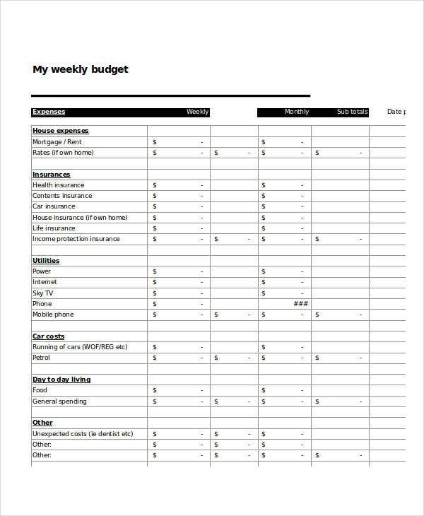 Budget Worksheet Nz
