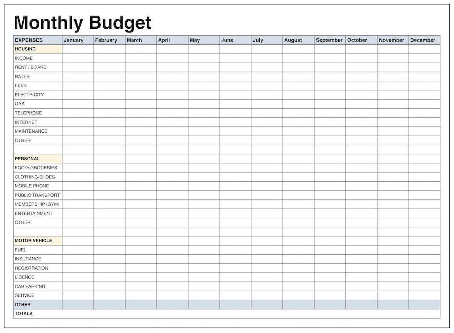 Family Monthly Budget Worksheet Budget Spreadsheet Monthly Budget 