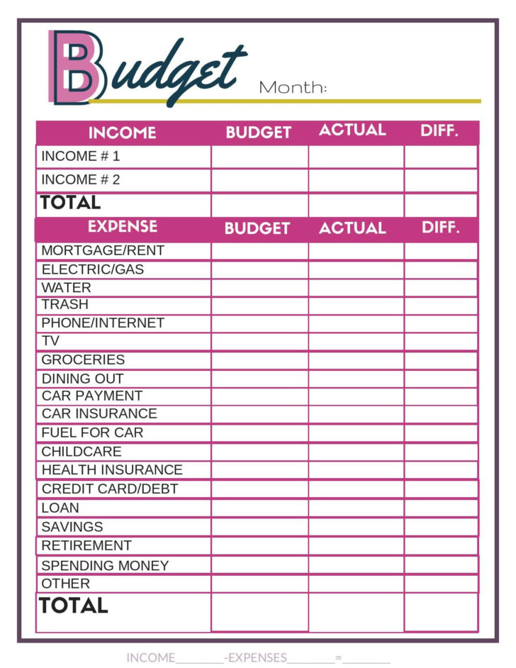 Printable Budget Sheet Free