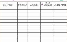 Free Monthly Bill Organizer Spreadsheet Db excel
