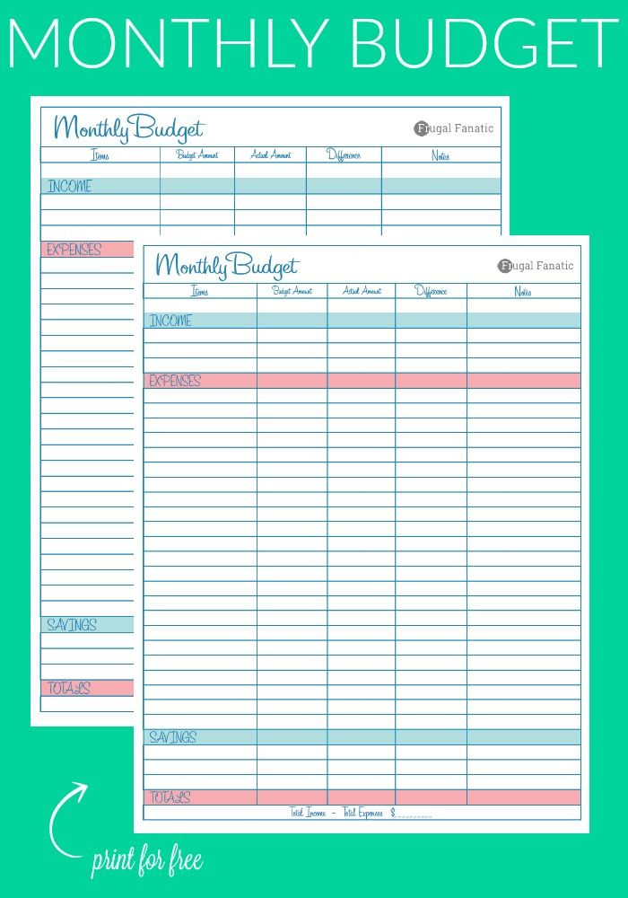 Free Monthly Budget Template Instant Download Budgeting Worksheets 