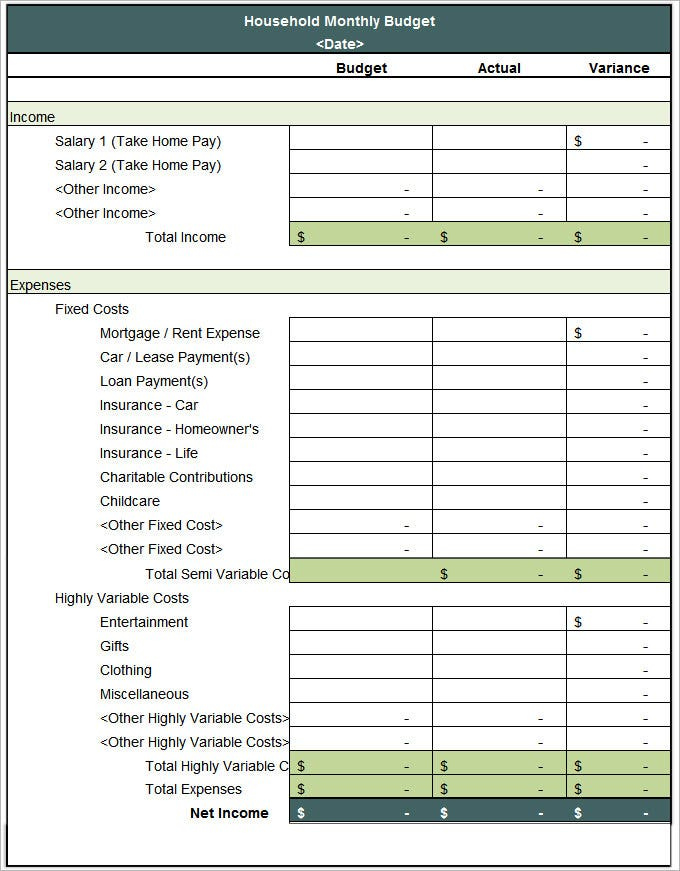 Household Budget Template 8 Free Word Excel PDF Documents Download 