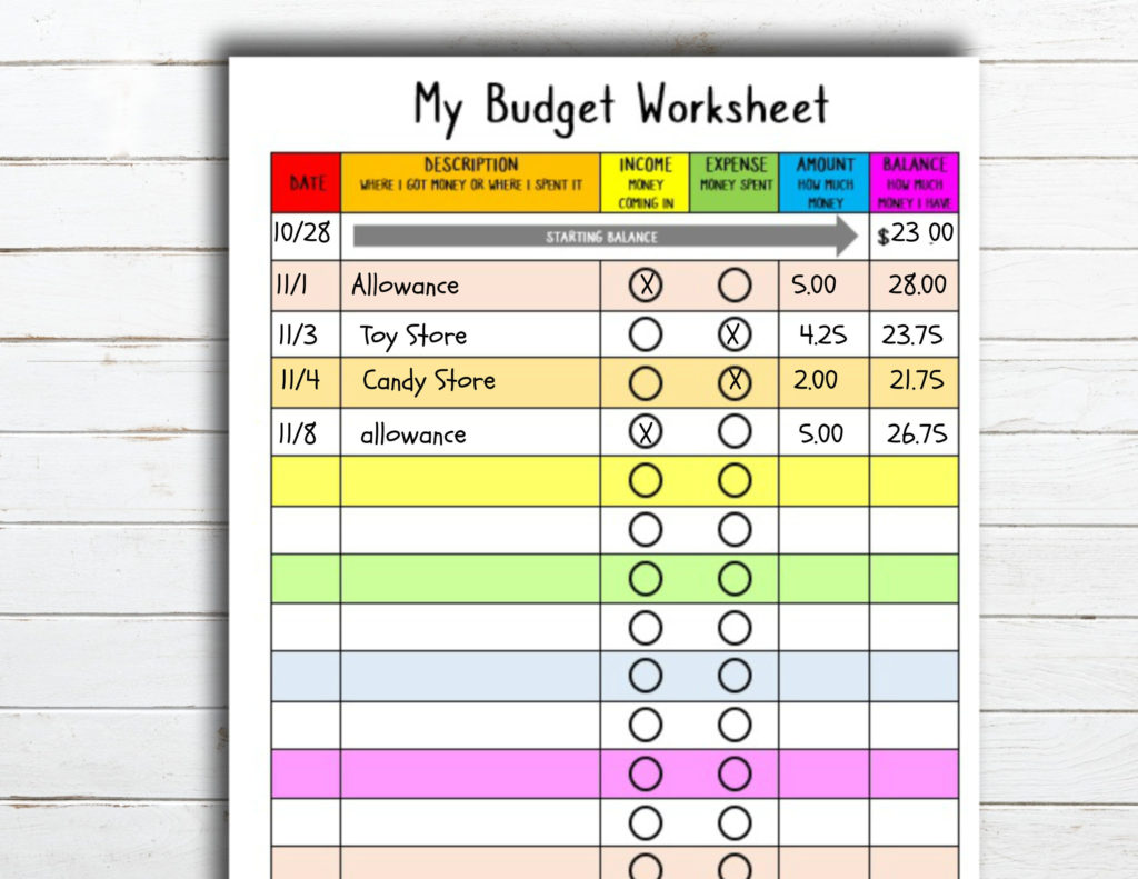 Kids Budgeting Worksheet Instant Download Etsy Budget Sheets FREE