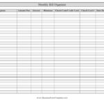 Monthly Bill Organizer Spreadsheet Template Download Printable PDF