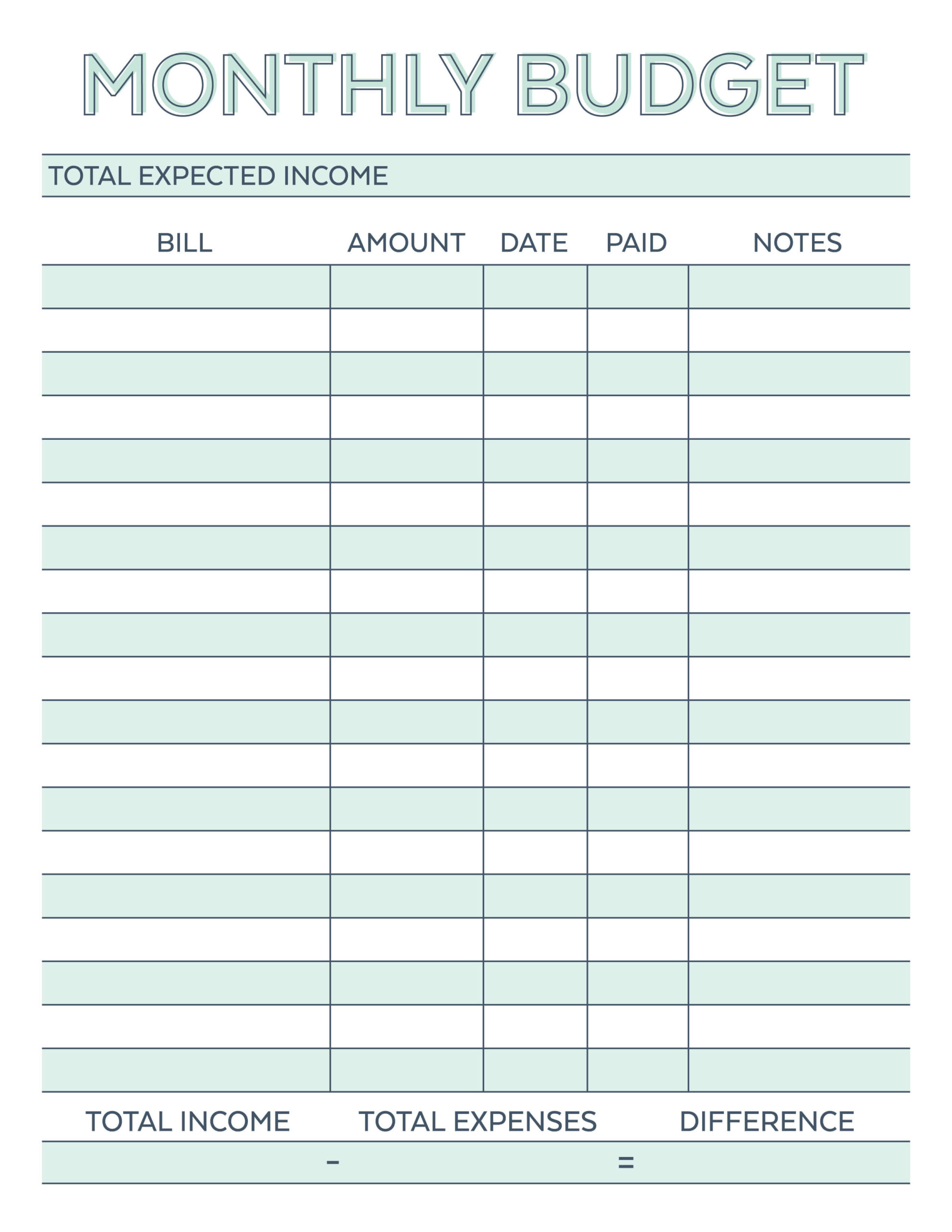 Monthly Budget Planner Free Printable Worksheet Savor Savvy