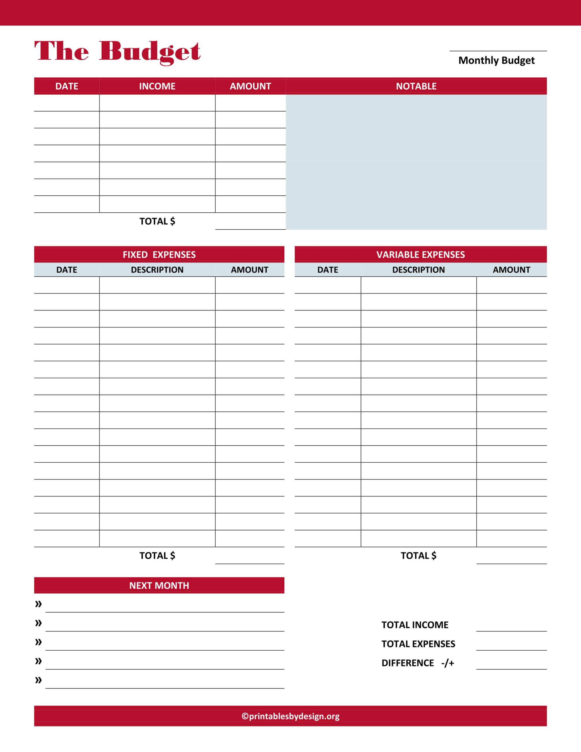Monthly Budget Printables By Design