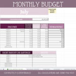 Monthly Budget Spreadsheet Google Sheets Instant Download Etsy
