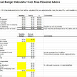 Personal Budget Worksheet Excel Excel TMP